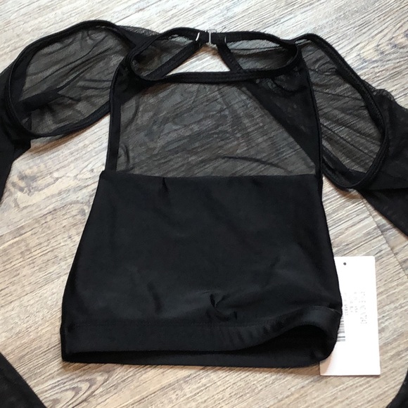 Double Platinum BLACK Mesh Crop Top- SZ M - Picture 5 of 9